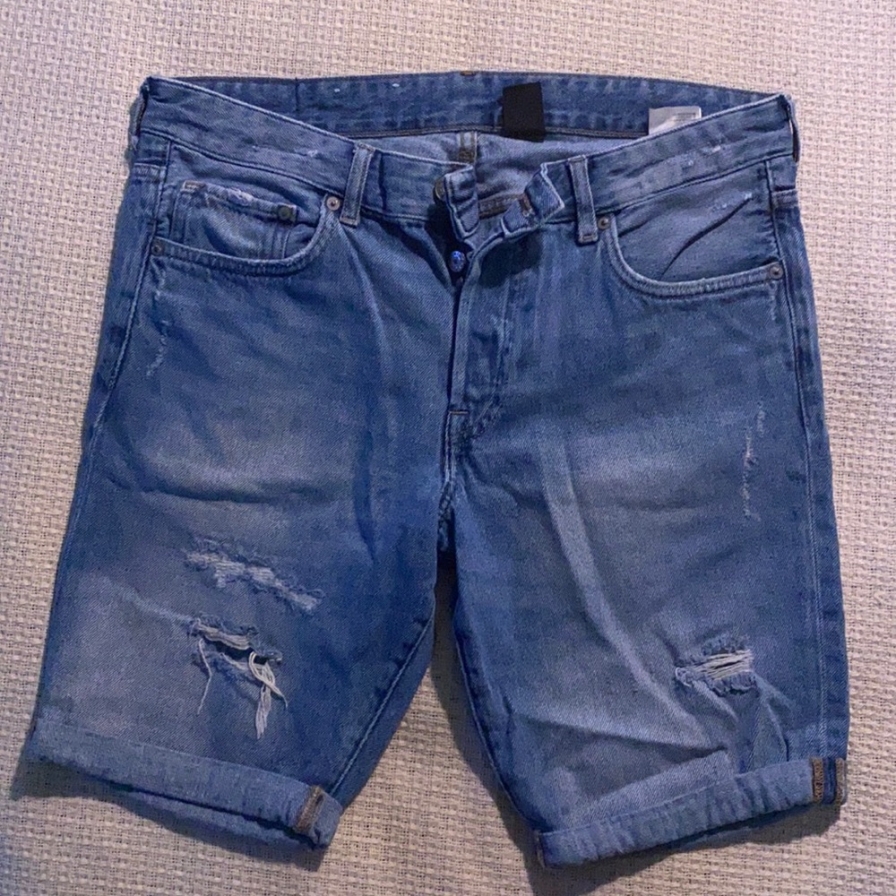 Men’s Light Blue H&M Jean Shorts Slim Fit W32